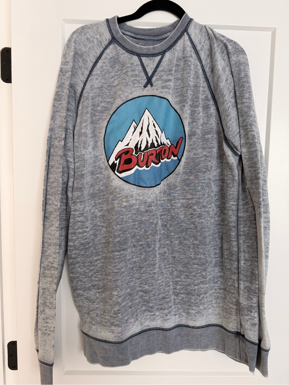 Burton Gray Crewneck Sweater with Blue and Red Logo